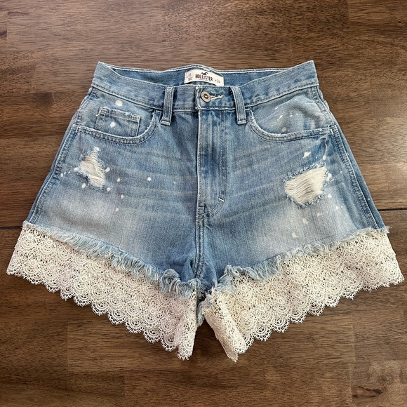 Hollister Pants - Hollister Light Blue Jean Shorts with Lace